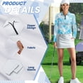 thumbnail image 5 of Yuyamidu Blue Palm Leaves Women's Long Sleeve Golf Tennis Shirts Soft Zip Up Shirt Athletic Tropical Golf Tops Casual Daily Wear Clothing Size 2XL, 5 of 7