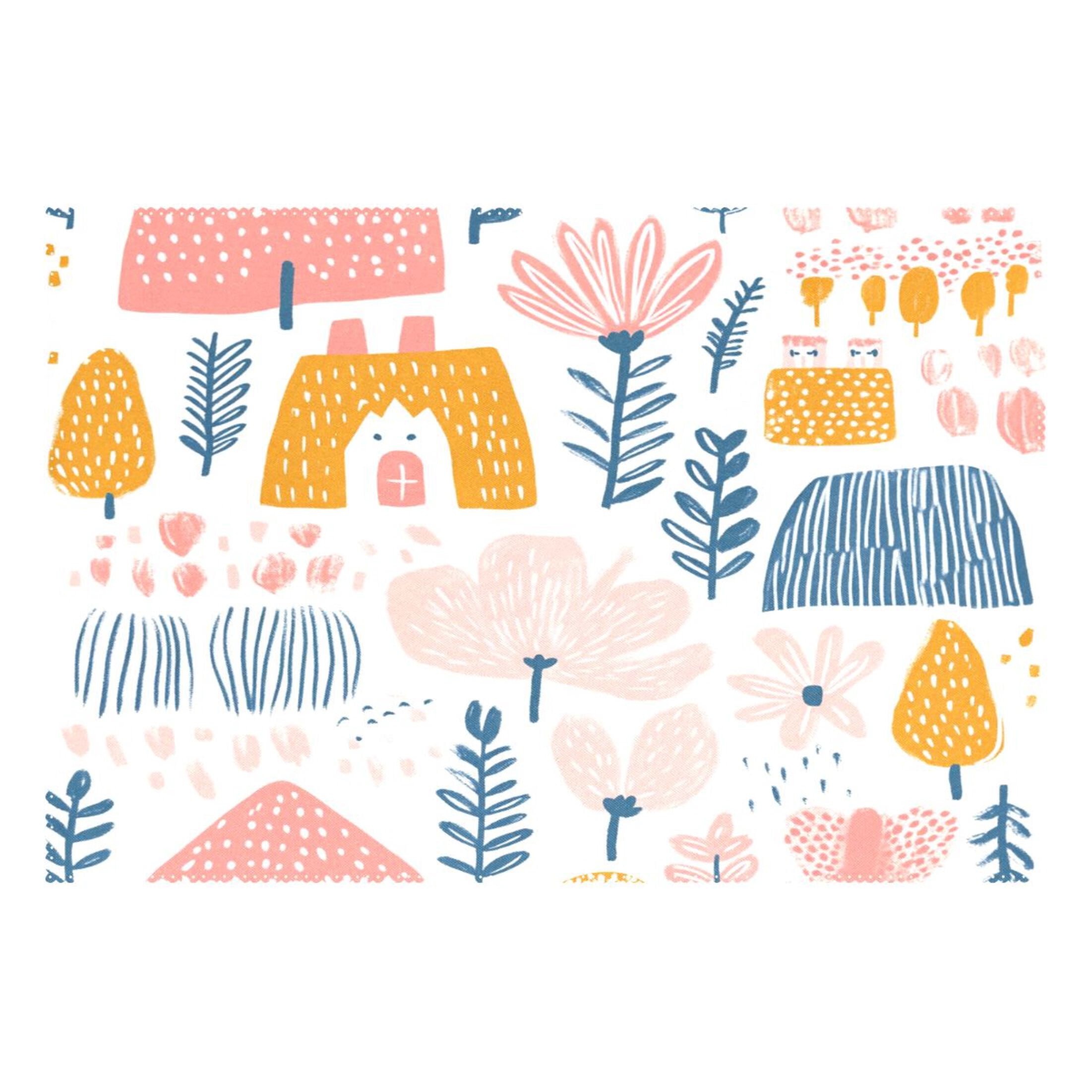 Sketch Pattern 6-Piece 12x18in Durable Place Mats, Heat-Proof and Non-Slip