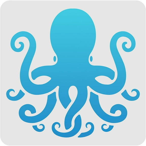 Octopus Drawing Painting Stencils Templates 11.8x11.8 inch Plastic Stencils Decoration Square Reusable Ocean Theme Stencils for DIY Painting on Wood Floor Wall and Fabric