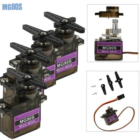 Mini Rc Servo - ESYNIC 4pcsMG90S Mini Digital Servo Metal Geared Micro Servo Motor for RC Helicopter Plane Boat Car