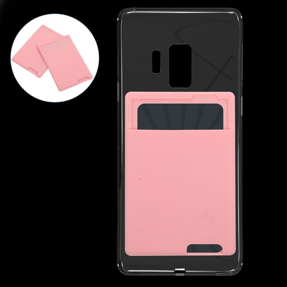 HEMOTON 2pcs Self Adhesive Phone Back Card Holder Stick On Cell Phone Wallet Card Sleeve