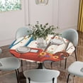 thumbnail image 5 of Fall Red Truck Round Tablecloth for 36-44 Inch Tables,Fitted Table Cover with Elastic Edge,Thanksgiving Pumpkin Maple Leaf Turkey Waterproof Outdoor Table Cloth Protector for Patio Garden Dinner, 5 of 9
