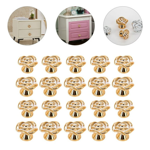 HOMEMAXS 20Pcs Rose Flower Cabinet Knobs Drawer Door Handles Decorative Furniture Pulls