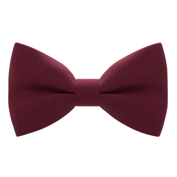 Linen Classic Pre-Tied Bow Tie Formal Solid Tuxedo, by Bow Tie House (Small, Dark Red)