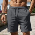 thumbnail image 5 of Yaoyar Mens Cotton Linen Shorts Casual Drawstring 7inch Inseam Shorts Summer Beach Wear, 5 of 5