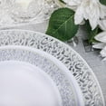 thumbnail image 3 of 350PCS Silver Plastic Dinnerware Set - Silver Plastic Plates Disposable Lace Design for 50 Guests Include 100 Plates,50 Forks, 50 Knives, 50 Spoons,50Cups,50 Napkins,Idea for Party&Wedding, 3 of 12