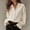 Beige, variant on ClodeEU Women's Satin Button Down Blouse, Long Sleeve V Neck Work Shirt with Cuffed Sleeves Beige,Women's Plus L