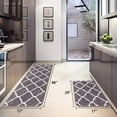 thumbnail image 2 of Newlake 2 Piece Microfiber Kitchen Rug Set Moroccan Trellis Non-Slip Soft Bathroom Rugs (Gray, 17"x48"+17"x24"), 2 of 5