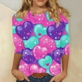 thumbnail image 6 of Dasayo 3/4 Sleeve Womans Tops Valentines Day Summer Graphic Blue Blouses Funny Heart Outfits Women T Shirts L, 6 of 6
