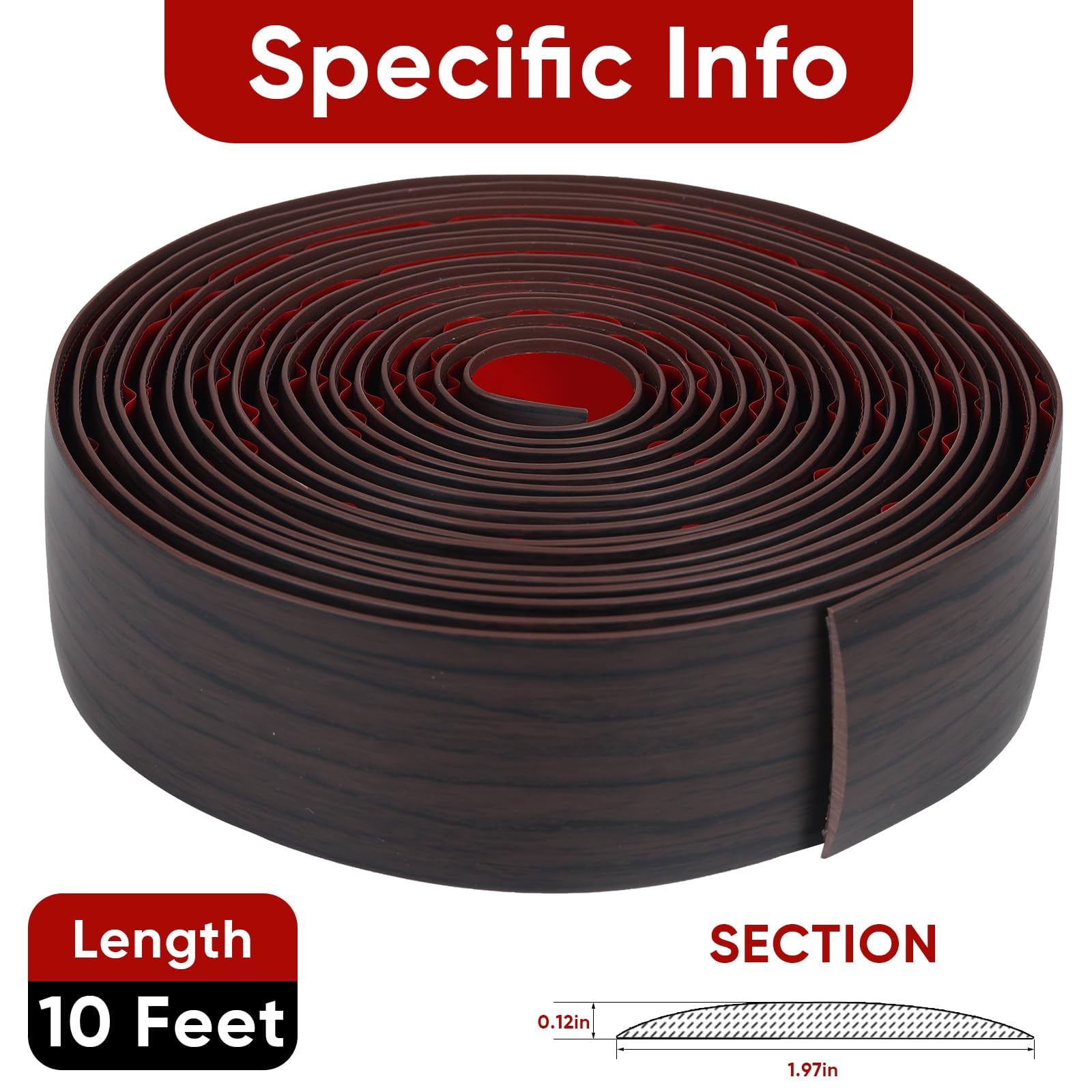 Floor Transition Strip Black Walnut Wood Grain 2"-20 FT Self-adhesive