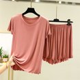 thumbnail image 2 of cfhntfmh Womens Soft Pj Sets Short Sleeve Pajamas Set Casual Sleepwear Round Neck Top and Shorts 2 Piece Loungewear for Summer, 2 of 3