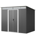 thumbnail image 4 of 8'x6' Galvanized Steel Storage Shed with window, Lockable Weatherproof Metal Shed for Outdoor Tools, Dark Gray, 4 of 10