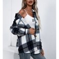 thumbnail image 2 of Chaqueta A Cuadros, Agradable A La Piel, Elegante, Con Cuello Vuelto, Informal, De Manga Larga, Para Mujeres Para El Trabajo De La Vida Diaria ANGGREK azul marino L, 2 of 7