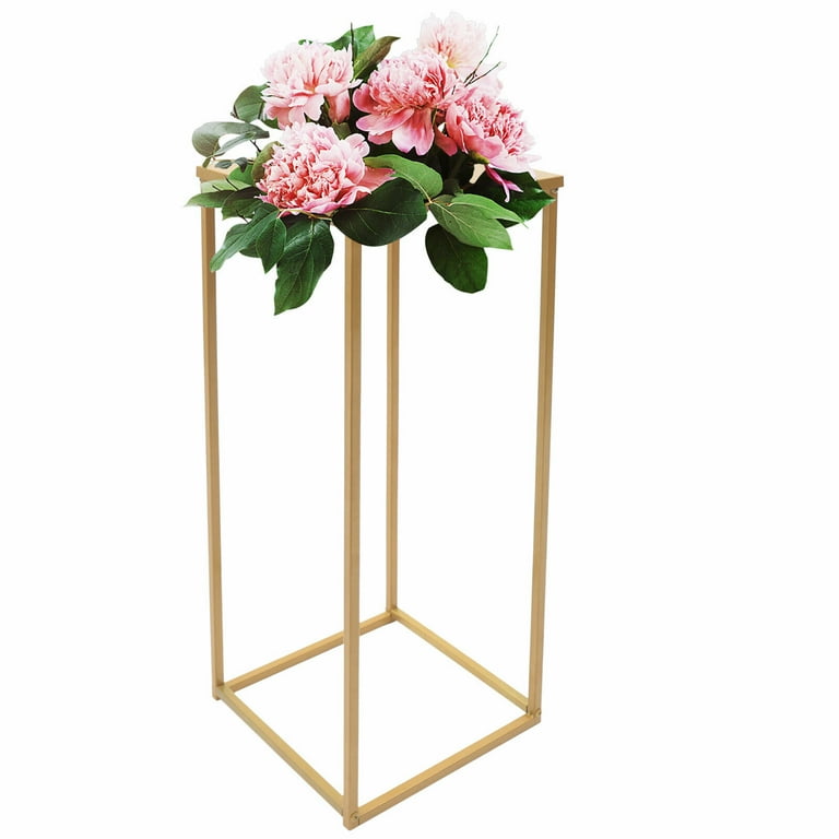 Miumaeov 10 pcs Gold Wedding Flower Stand, 31.5In Metal Cube Miumaeov 10 pcs Gold Wedding Flower Stand, 31.5In Metal Cube