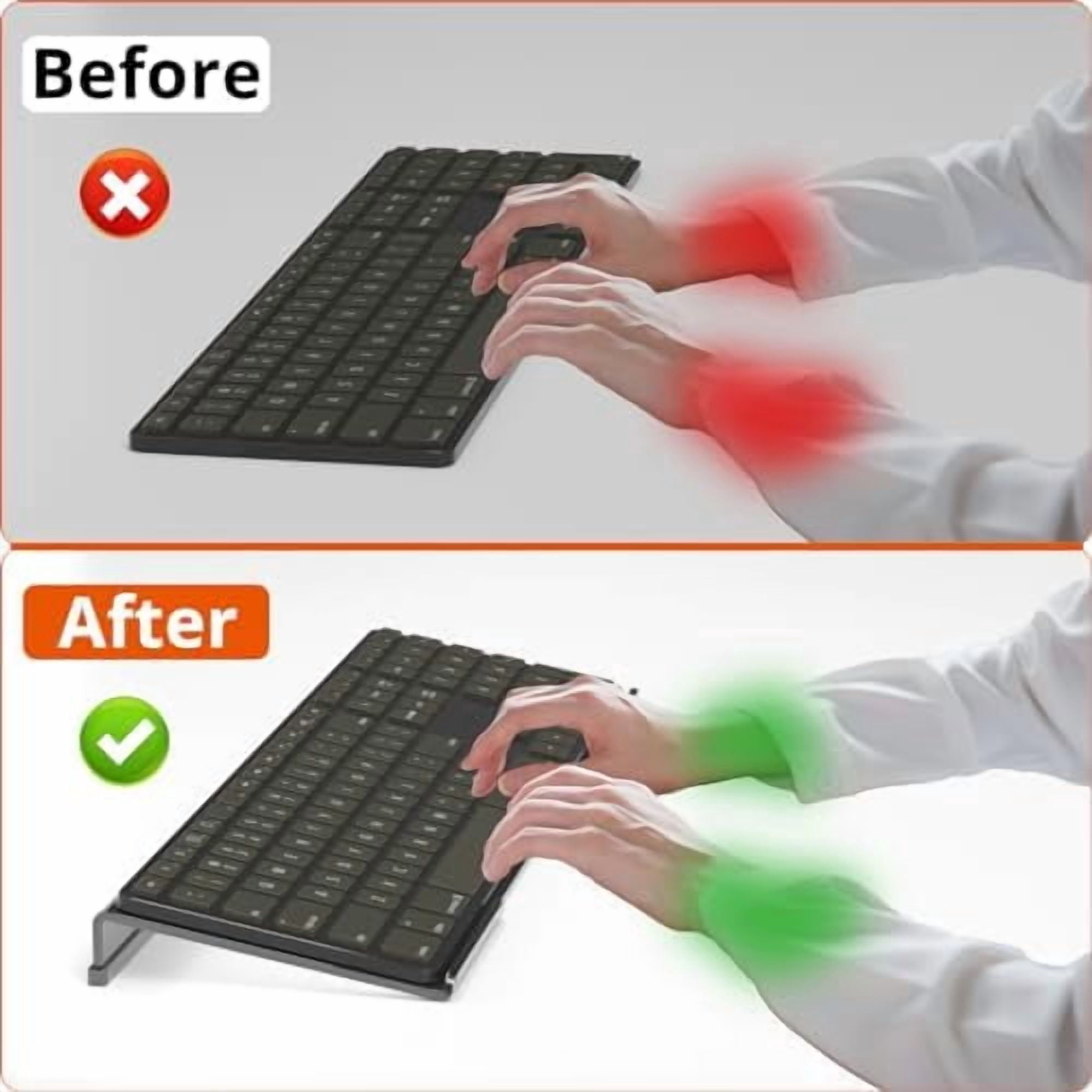 Computer Keyboard Stand Tilt PC Keyboard Stand Riser for Easy Ergonomic Typing, Acrylic Keyboard Tray Holder for Office Desk, Home, School, with Silicone Anti-Slip Case, Black