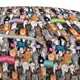 thumbnail image 3 of Animals Pouf Cover with Zipper, Cats and Dogs Friends Together Community Happy Faces Seamless Illustration, Soft Decorative Fabric Unstuffed Case, 30" W X 17.3" L, Multicolor, by Ambesonne, 3 of 5