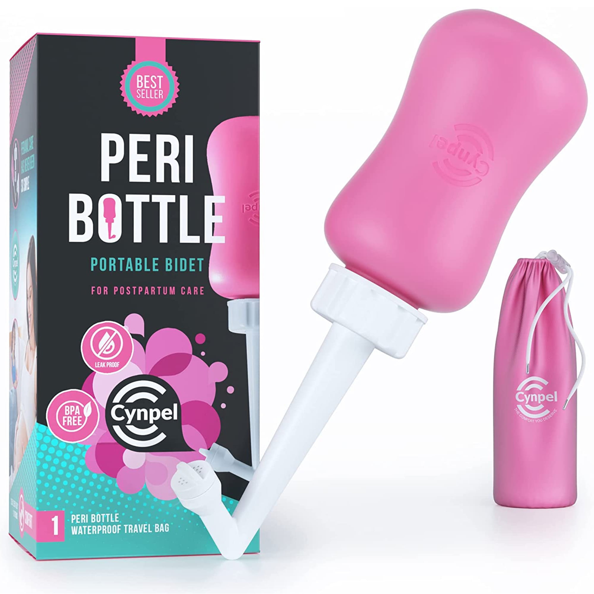 Cynpel Peri Bottle Portable Bidet for Women with Travel Bag, 12 Oz Dusty Rose