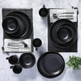 thumbnail image 3 of Gibson Home Munich Gold 16-Piece Dinnerware Set - Matte Black w/ Gold Rim, 3 of 11