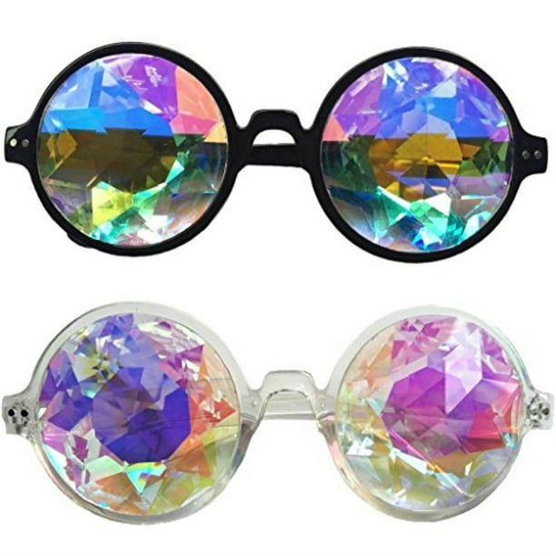 set of 2pcs festivals kaleidoscope glasses rainbow prism sunglasses