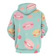 thumbnail image 3 of Happy Macaron Pattern Men's Women Vintage 3D Hooded Sweatshirt - All-Season Loose Fit Streetwear, 3 of 6