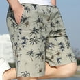 thumbnail image 2 of VSSSJ Men's Summer Shorts Fitted Tropical Palm Tree Print Drawstring Elastic Waist Five Point Shorts with Pockets Casual Outdoor Jogger Shorts Gray XXXXL, 2 of 6