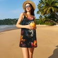 thumbnail image 3 of Wukai Colorful Floral Black Dog Print Women's Sleeveless Dress, Loose Fit Casual Dress for Women, Comfortable Sleeveless Summer Dress, 3 of 7