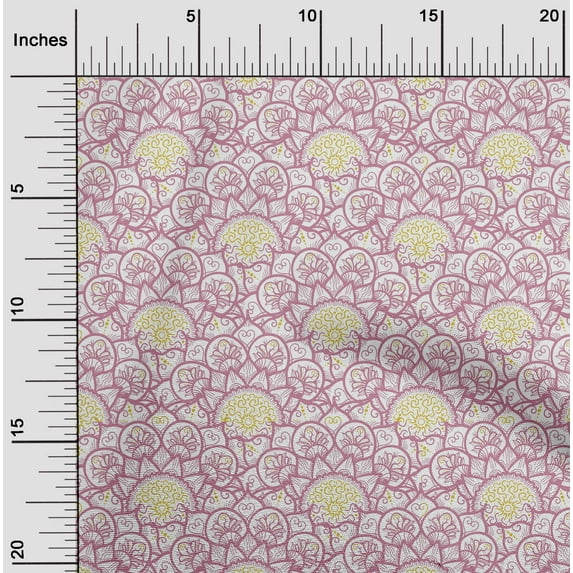 oneOone Cotton Silk Dusty Pink Fabric Floral Mandala Quilting Supplies Print Sewing Fabric By The Yard 42 Inch Wide