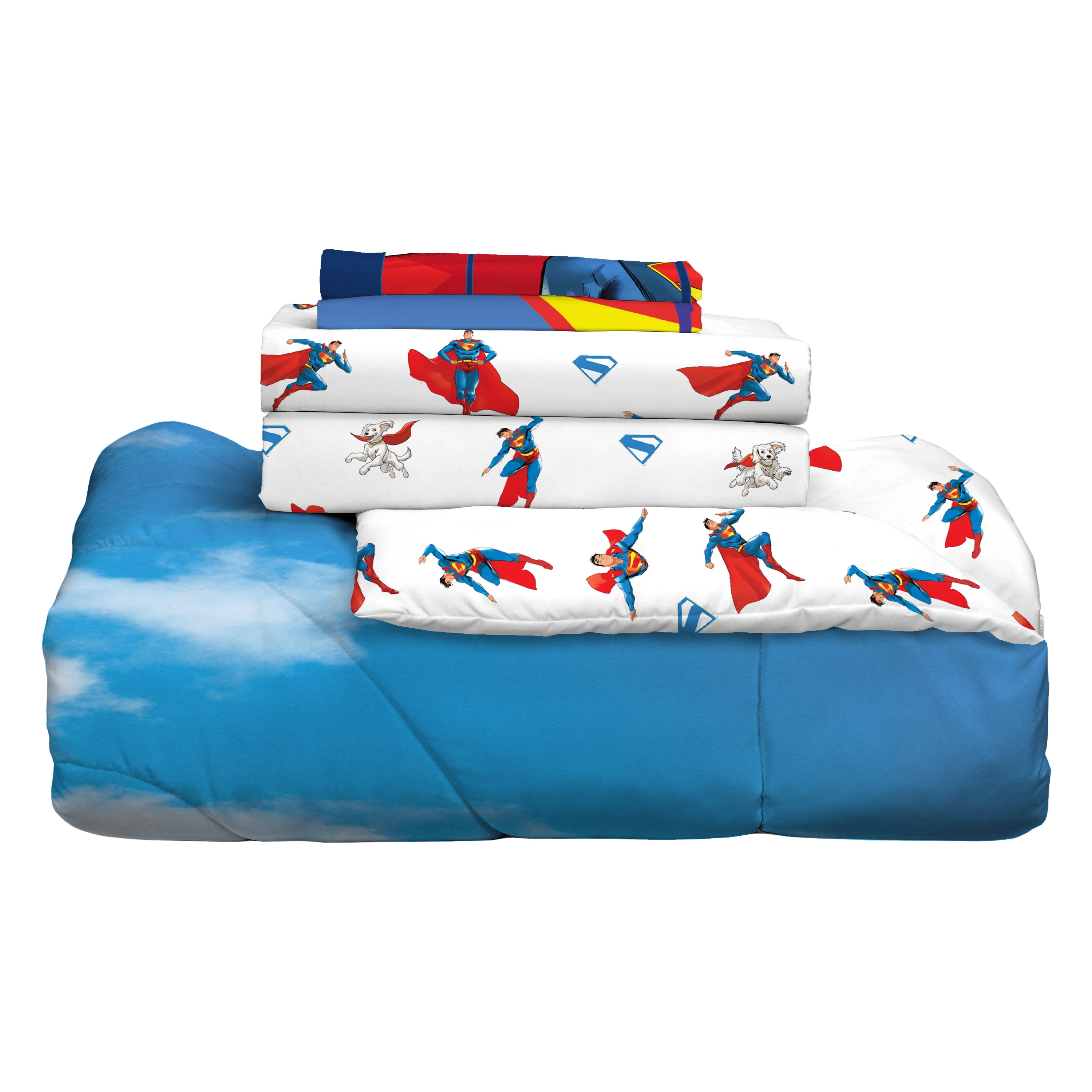 Superman Kids Full Bed in a Bag, 5Pc Bedding Set, Comforter and Sheets