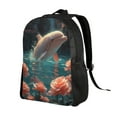 thumbnail image 2 of Cauagu Flower White Dolphin Print Backpacks,Travel Daypack Casual Laptop Backpack Bookbag Fits 15 Inch Computer for Men Women, 2 of 8