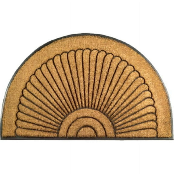 30'' x 18'' Half-Round Rubber Back Coir Doormat Sunrise