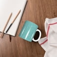 thumbnail image 4 of Yiaed Teal Green Glitter Print Ceramics Coffee,Large Handle Design,Extra Large Tea and Coffee Cup for Office and Home Mugs, 4 of 6