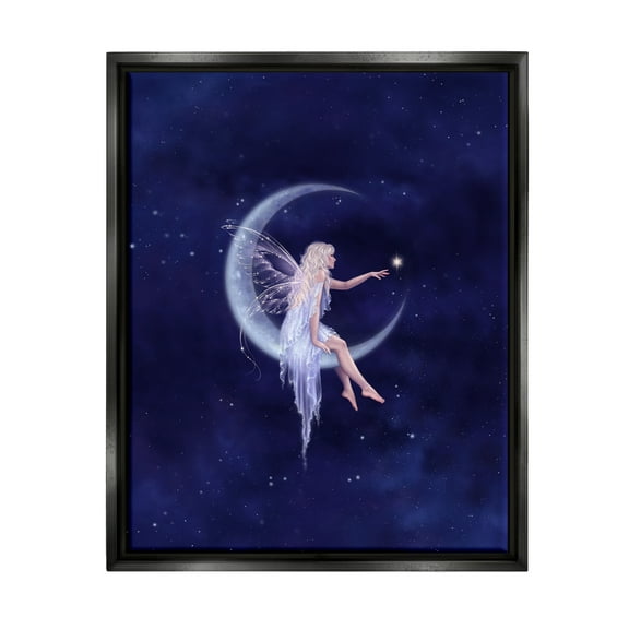 Stupell Industries Birth of a Star Fairy Fairy Tales & Fantasy Painting Black Floater Framed Canvas Art Print Wall Art, 17 x 21