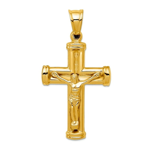 14k Yellow Gold Polished Reversible Hollow Crucifix Pendant Necklace 48x24.9mm Pendant for Women
