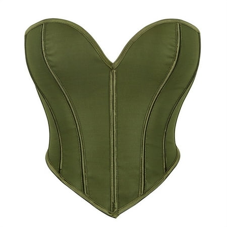 TrdSipl Corset Lingerie for Women Floral Trim Bustier Tops Flattering Boned Lace Strapless Shapewear Cute Plus Size Victorian Corsets Green S
