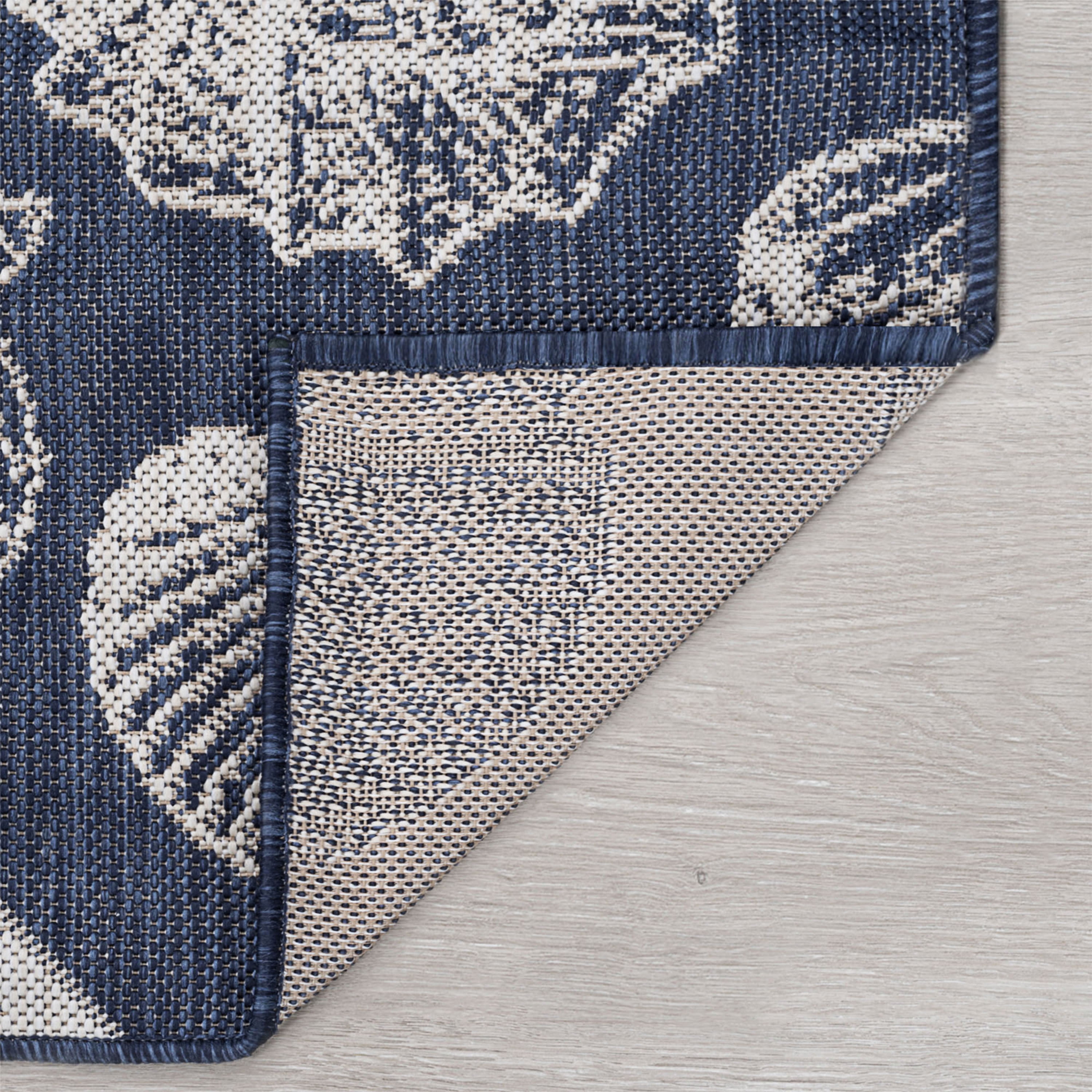 5x8 Water Resistant, Indoor Outdoor Rugs for Patios, Front Door Entry, Entryway, Deck, Porch, Balcony | Outside Area Rug for Patio | Navy, Coastal | Size: 5'3'' x 7'3''