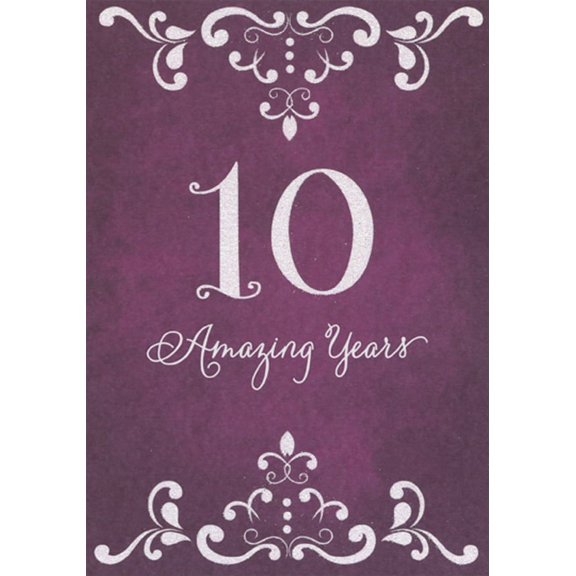 Designer Greetings 10 Amazing Years on Deep Purple 10th : Tenth Wedding Anniversary Congratulations Card for Couple