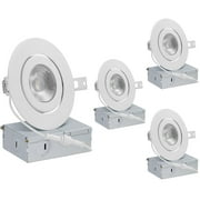QPLUS 4 Inch Ultra-Thin Adjustable Eyeball Gimbal LED Recessed Lighting with Junction Box/Canless Downlight, 10 Watts, 750lm, Dimmable, Energy Star and ETL Listed (4000K Neutal, 4 Pack)