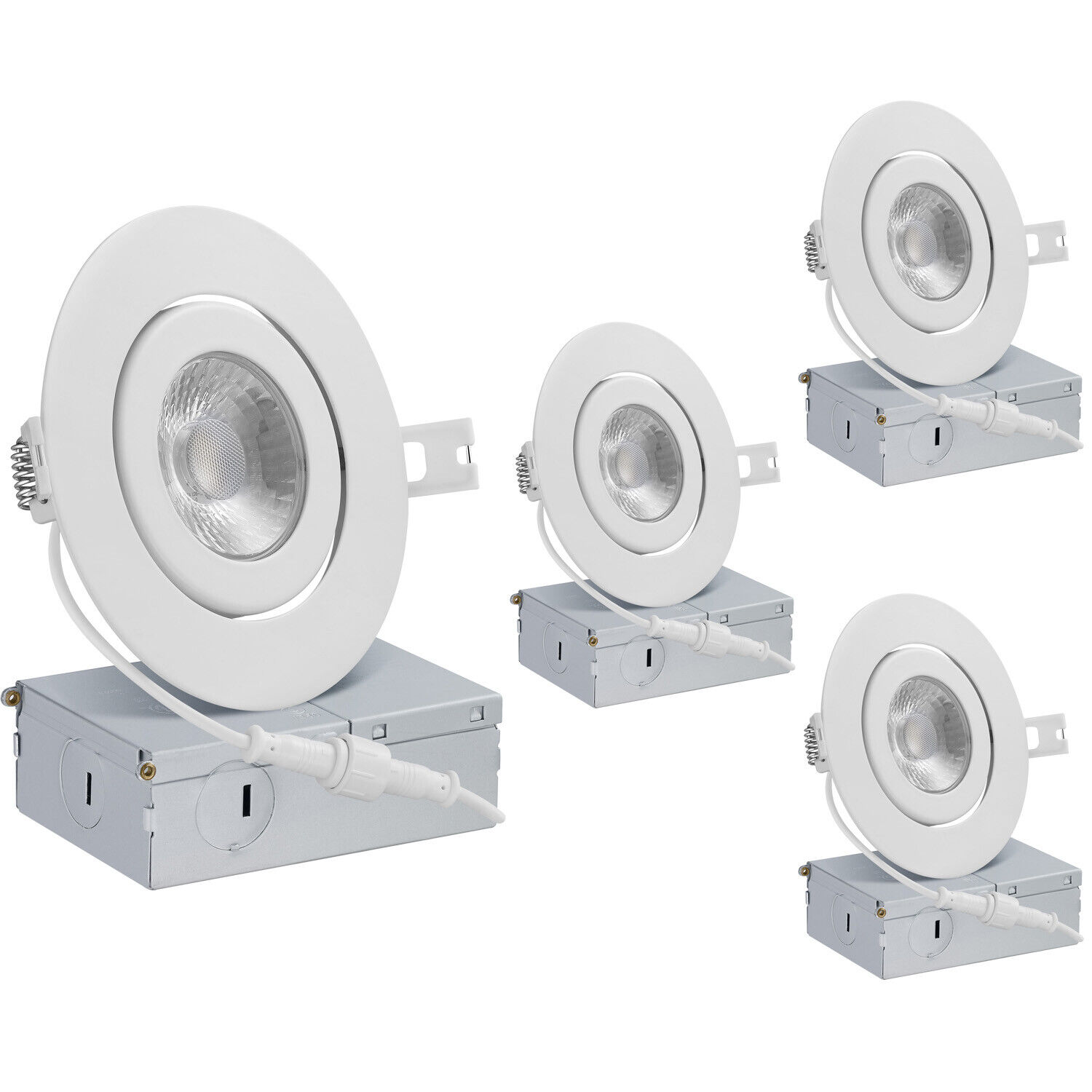 QPLUS Inch Ultra-Thin Adjustable Eyeball Gimbal LED Recessed Lighting with Junction Box/Canless Downlight, 10 Watts, 750lm, Dimmable, Energy Star and ETL Listed (4000K Neutal, Pack)