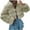 25 Army Green, variant on Qeaghou Womens Faux Fur Coat Trendy Zip Up Cropped Teddy Jackets Long Sleeve Fuzzy Fluffy Warm Short Winter Coats with Hood Clearance