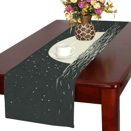 

MYPOP Seascape With Full Moon At The Night Sea Cotton Linen Table Runner 16x72 Inches