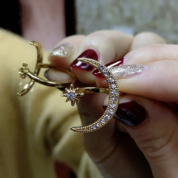Anillos para mujer, regalos para mujeres y niñas, anillos de moda, diseño creativo con apertura de estrella, joyería de regalo, anillos para mujer