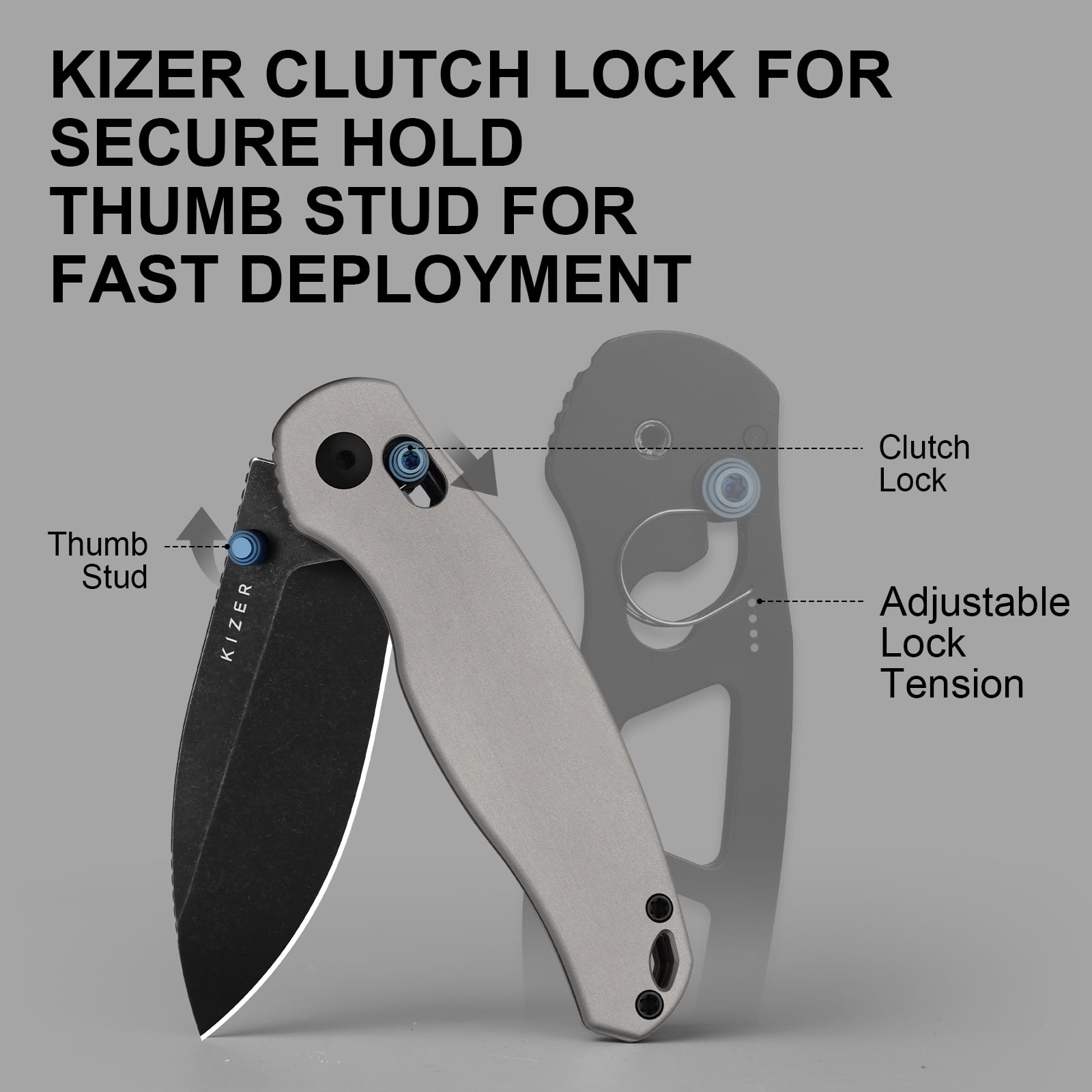 Kizer Phoca CD EDC Folding Pocket Knife 14C28N Blade Aluminum Handle V3781CDA2