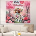 thumbnail image 2 of Hello Valentine’s Day Brittany Spaniel Flower Crown Romantic Pink Floral Tapestry Brittany Dog Lover Gifts Idea Wall Hanging Backdrop Home Decor - 00031, 2 of 5