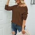 thumbnail image 5 of hoksml Sweaters for Women Fashion Crew Neck Loose Solid Color Womens Sweaters Long Sleeve Pullover Sweater Tops on Clearance, 5 of 7
