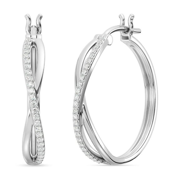 Gilded 1/4 Carat Total Weight Lab-Grown Diamond Modern Twisted Hoop Earrings for Women in 925 Sterling Silver | Hypoallergenic Fine Jewelry | Click Top Closure | SI1 Clarity, F Color