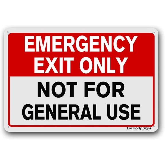 Emergency Exit Only Not for General Use Sign, No Trespassing Sign (Aluminum) Size: 8 x 12 inch