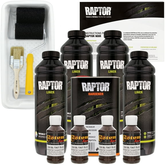 Raptor Dakota Brown Urethane Spray-On Truck Bed Liner Roller,Tray, Brush 4 Liters