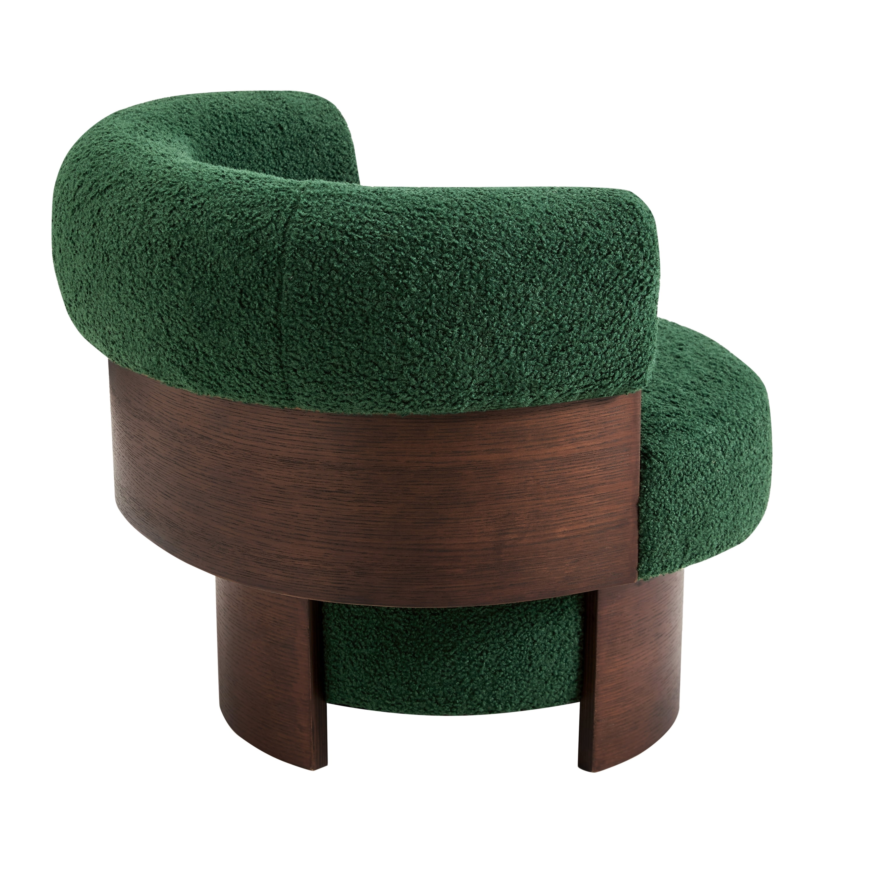 Euroco 360° Swivel Barrel Chair, Modern Curved Sculptural Swivel Accent Chair with Armrest and Soft Cushion,Oversized Upholstered Armchair Single Sofa for Living Room,Bedroom,Small Spaces,Green