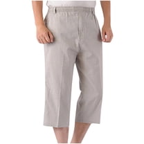 Cotton Linen Capris for Men Casual Summer Workout Athletic Capri Pants Elastic Waist Solid Color Pants