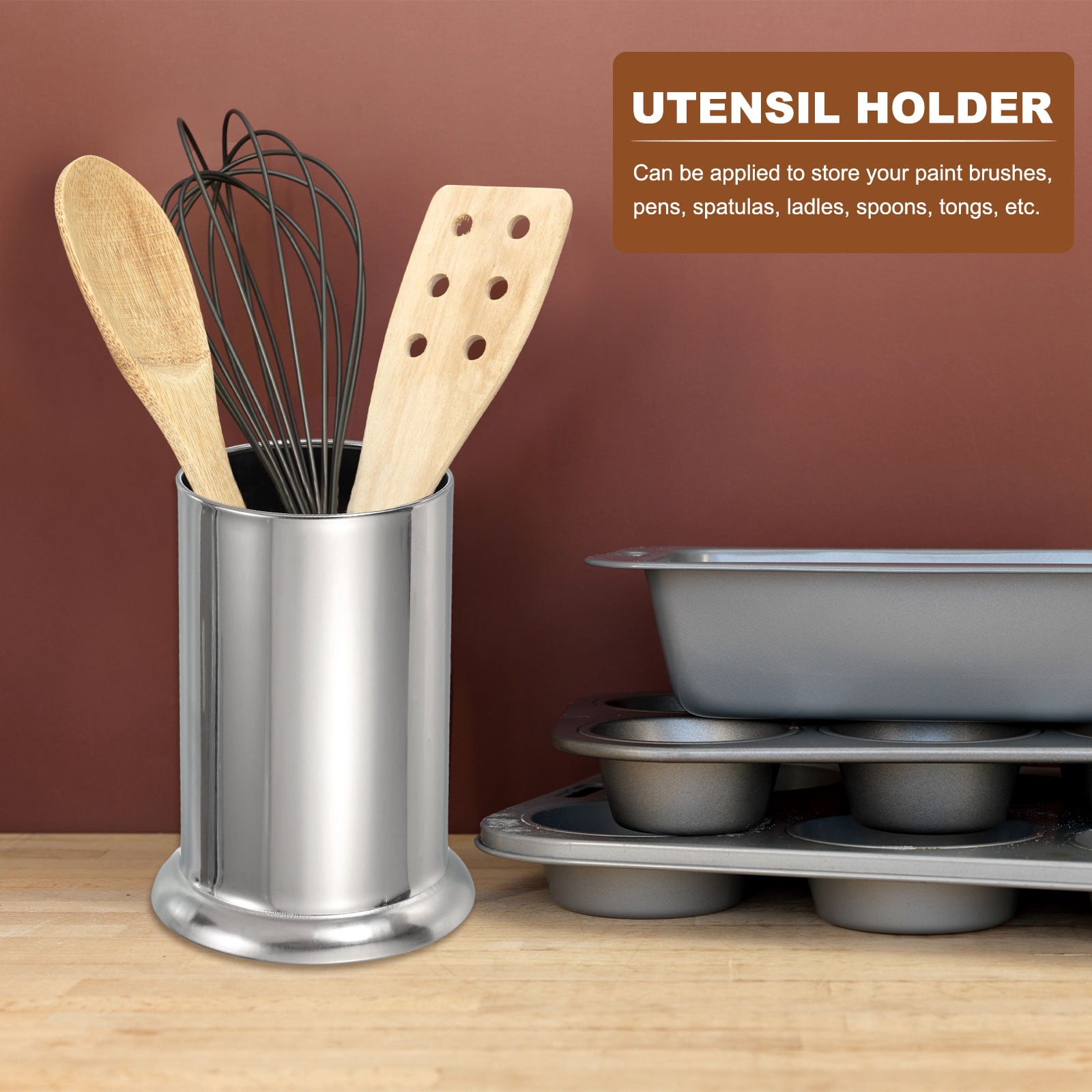 Stainless Steel Utensil Holder, Kitchen Cutlery Holder Flatware Organizer for Forks Silver